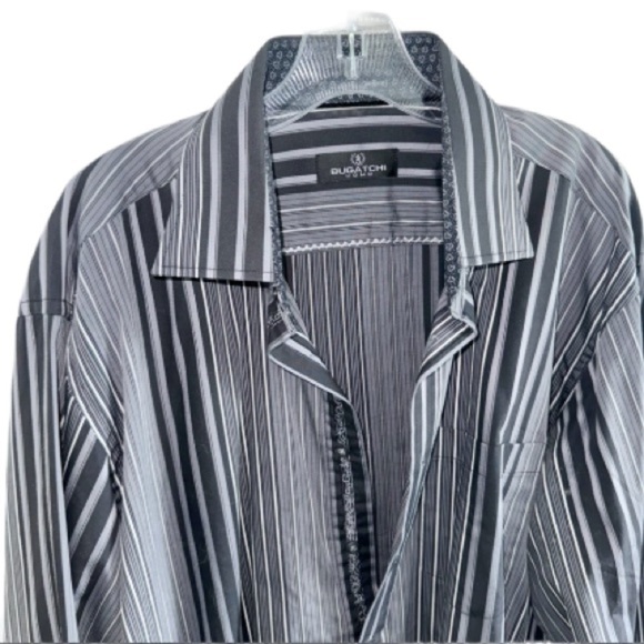 Bugatchi Uomo Black Stripe Shirt XXL Pocket Extra long - Picture 3 of 12